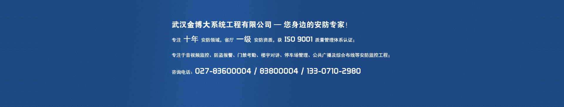 武漢金博大系統(tǒng)工程有限公司,您身邊的安防專(zhuān)家!